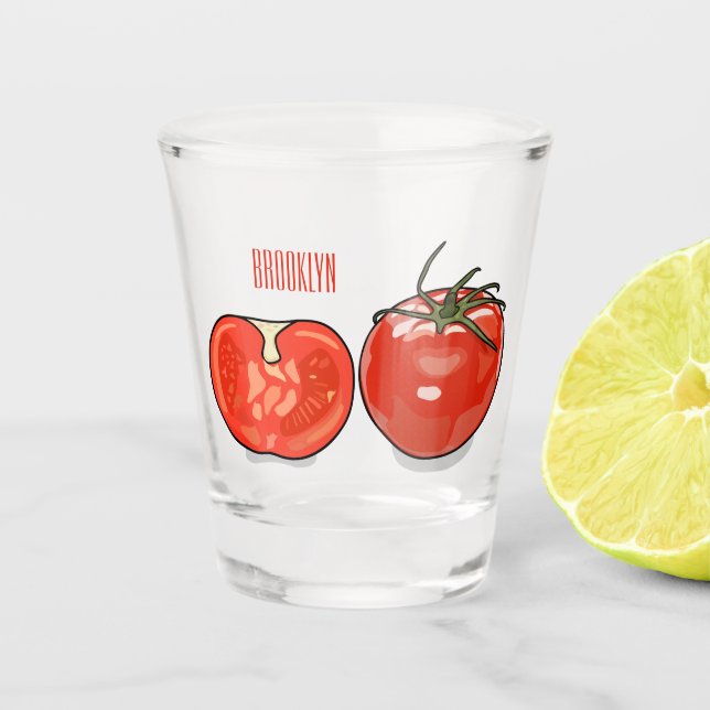 Tomato cartoon illustration  shot glass (Front)