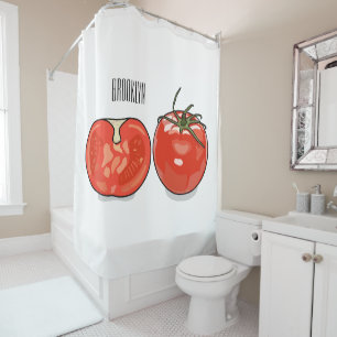 Tomato cartoon illustration shower curtain