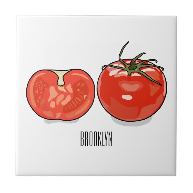 Tomato cartoon illustration  tile (Front)