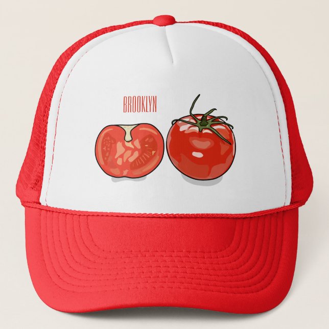Tomato cartoon illustration  trucker hat (Front)