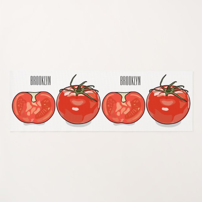 Tomato cartoon illustration  yoga mat (Front (Horizontal))