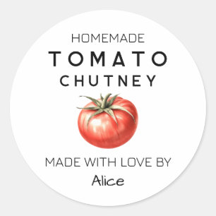 Tomato Chutney label with watercolour tomato
