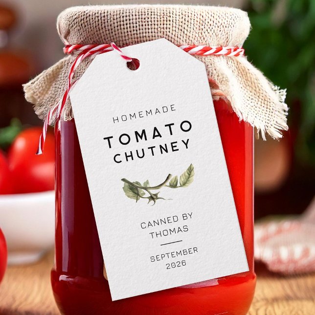 Tomato Chutney label with watercolour tomato leaf (Creator Uploaded)