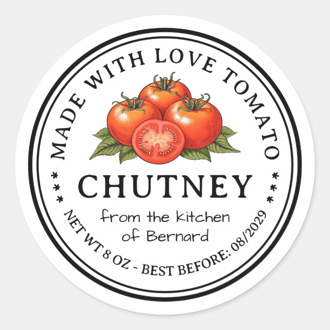 Tomato Chutney Preserve Label (Front)