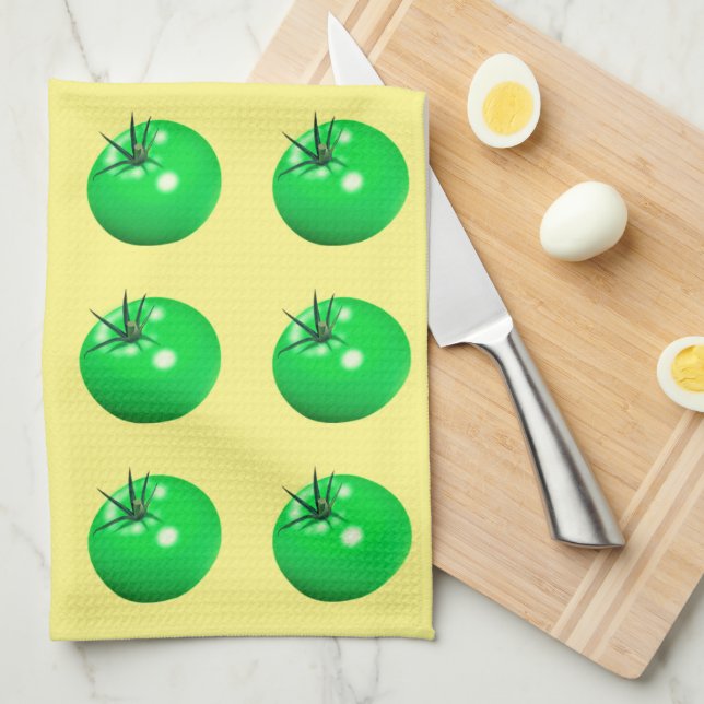 Tomato fried green tomatoes cute summer yellow tea towel (Quarter Fold)