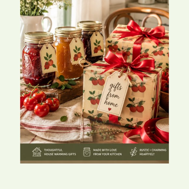 Tomato Garden Kitchen Gift Wrapping Paper (Rustic farmhouse wrapping paper featuring homemade kitchen goodness and heartfelt gift giving charm.)