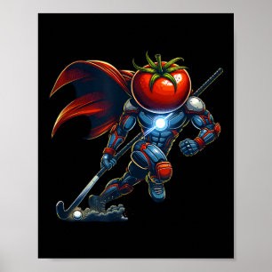 Tomato Head Superhero Field Hockey Cyborg Hero Poster