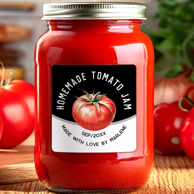 Tomato jam with red tomato square sticker (Creator Uploaded)