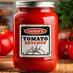 Tomato ketchup editable label with grunge sign