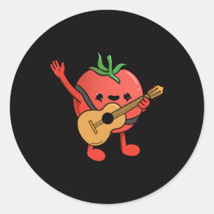 Tomato Playing Guitar Tomato Lover  Classic Round Sticker