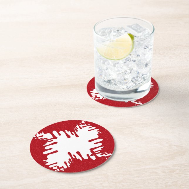 Tomato Red Abstract Heart Coaster – Customisable (Insitu)