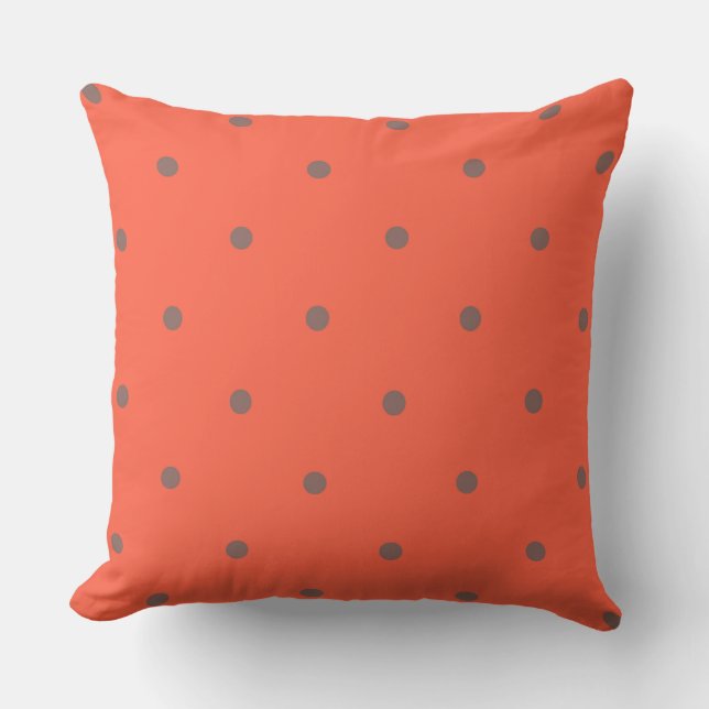 tomato red and brown dots cushion (Front)