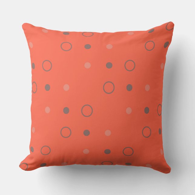 tomato red and brown dots cushion (Front)