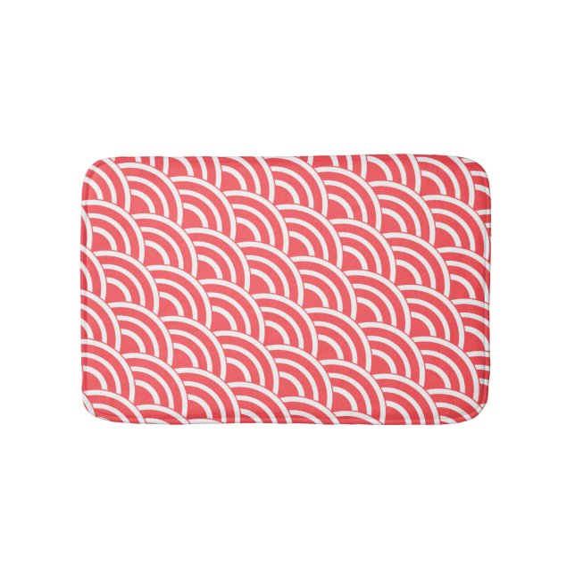 Tomato red and white deco bath mat (Front)
