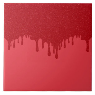 Tomato Red Drip Custom Ceramic Tile