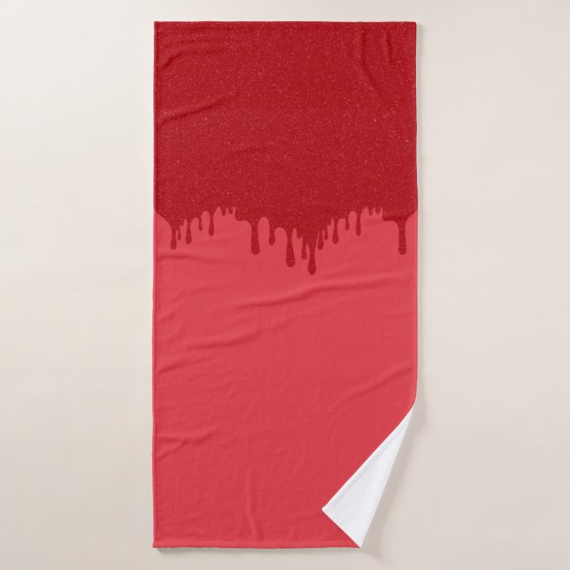 Tomato-Red Drip Luxe Bath Towel – Customisable (Bath Towel)