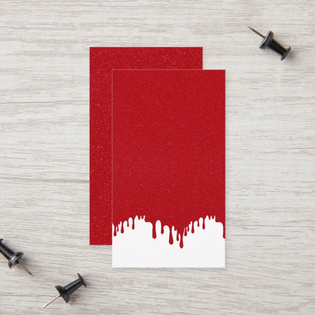 Tomato Red Drip on White Calling Card – Customise (Front/Back In Situ)
