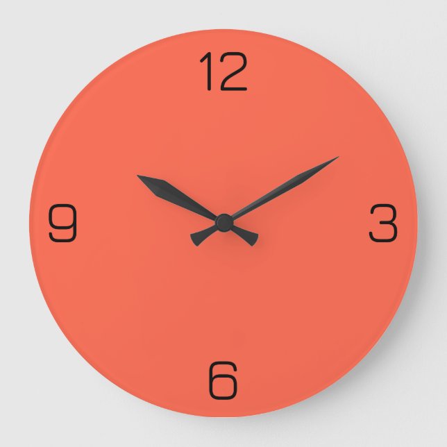 Tomato Red FF6347 Colour with Add Your Name Option Large Clock (Front)