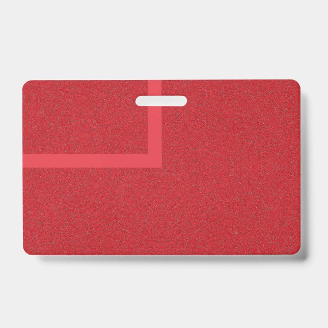 Tomato Red L-Shape Textured Name Badge – Customise ID Badge (Front)