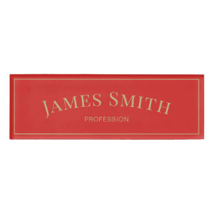 Tomato Red Modern Minimalist Professional Name Tag