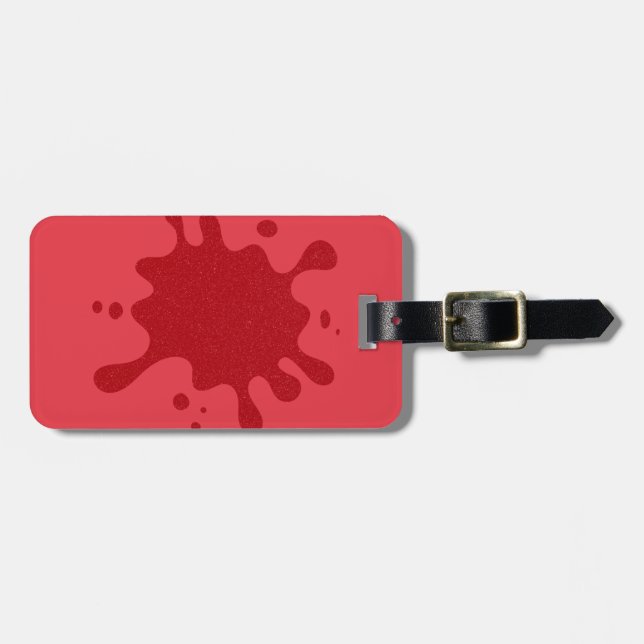 Tomato-Red Splash Luggage Tag – Customisable (Front Horizontal)