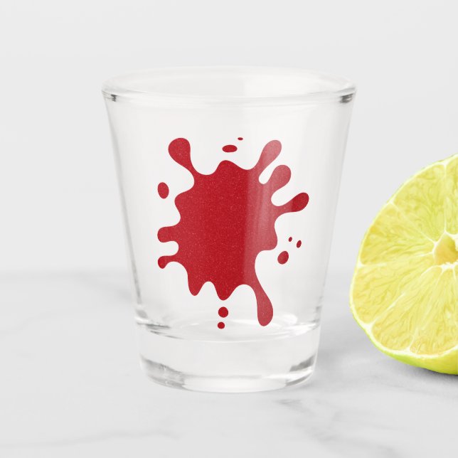 Tomato Red Splash Shot Glass – Customisable (Front)