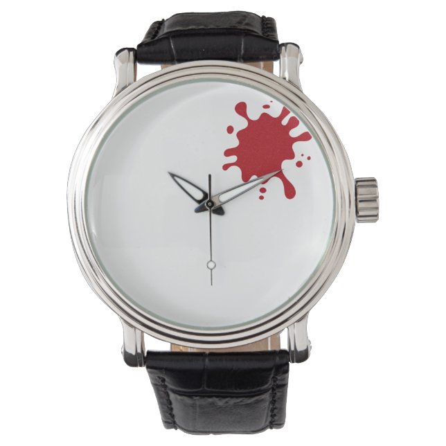 Tomato-Red Splash Vintage Men’s Watch – Customise (Front)