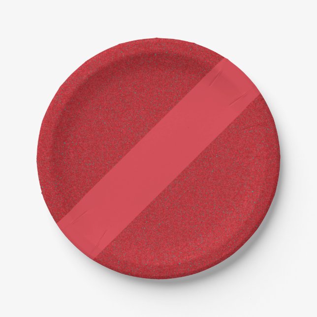 Tomato Red Stripe Textured Plate – Customisable (Front)