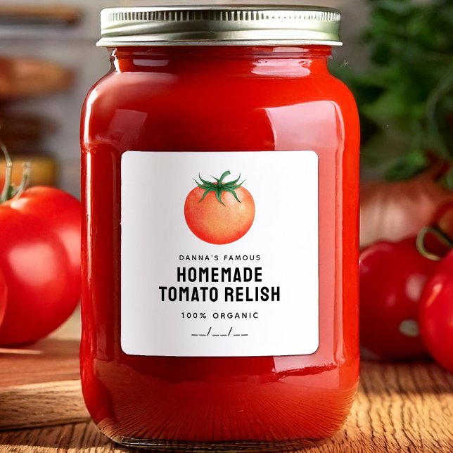 Tomato Relish canning label with red tomato design (Creator Uploaded)