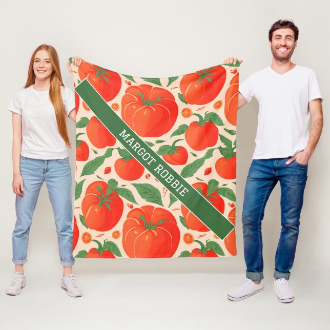 Tomato Retro Colourful Personalised Pattern Fleece Blanket (In Situ)