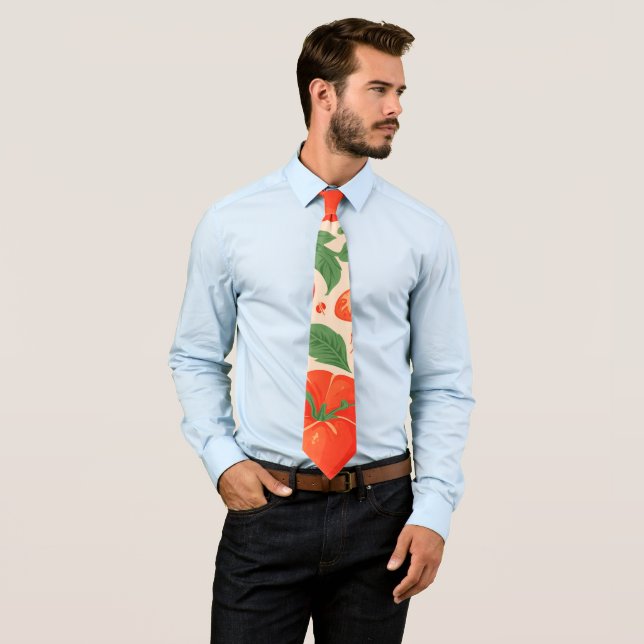 Tomato Retro Colourful Personalised Pattern Tie (In Situ)