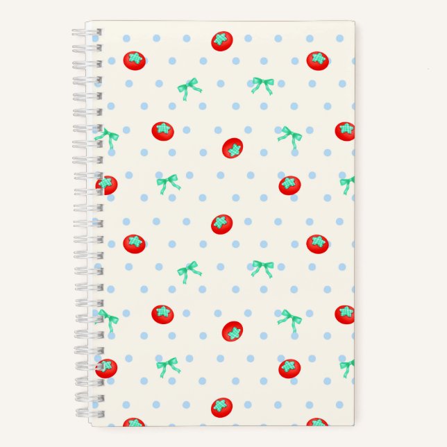 Tomato Ribbon Dot Ivory Notebook (Front)