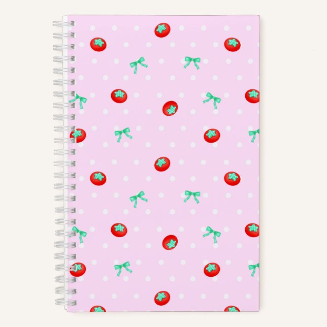 Tomato Ribbon Dot Pink Notebook (Front)