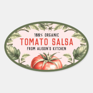 Tomato Salsa canning label with watercolour tomato