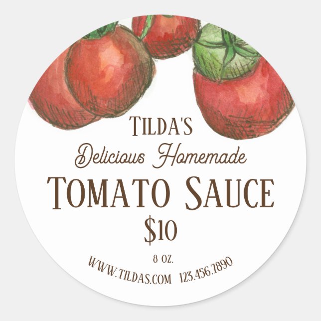 Tomato Sauce Homemade Product Label Sticker (Front)