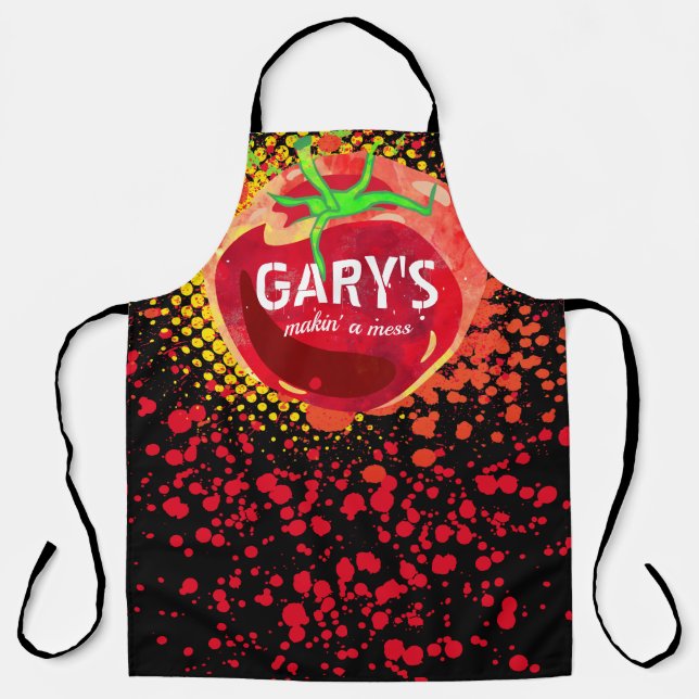 Tomato sauce splatter messy cook personalized apron (Front)