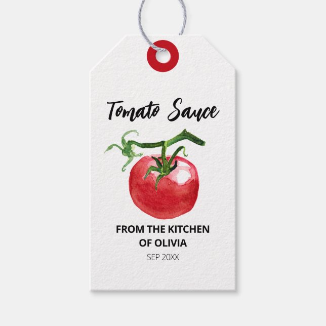 Tomato Sauce Watercolor Gift Tags (Front)