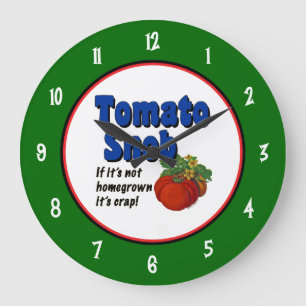 Tomato Snob Saying with Numbers on Green Clock