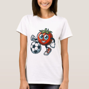Tomato Soccer Player Cute Cartoon With Footbyll T-Shirt