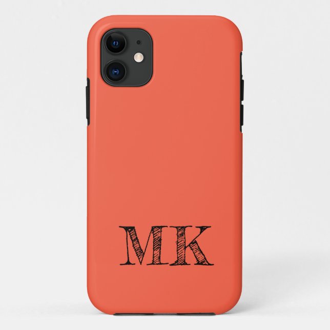 Tomato Solid Colour | Modern Minimal Initial  Case-Mate iPhone Case (Back)