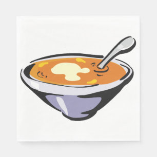 Tomato Soup Bowl with Spoon Napkin