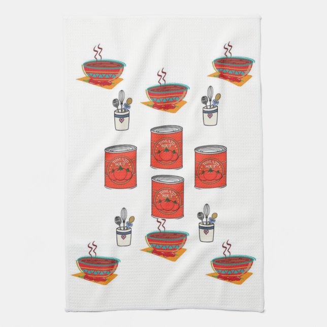 Tomato Soup kitchen hand towel (Vertical)