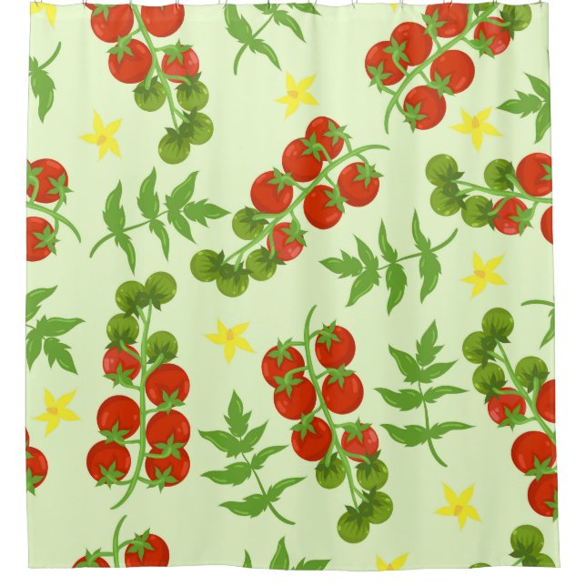 Tomato Tango: Vintage Vegetable Print Shower Curtain (Front)