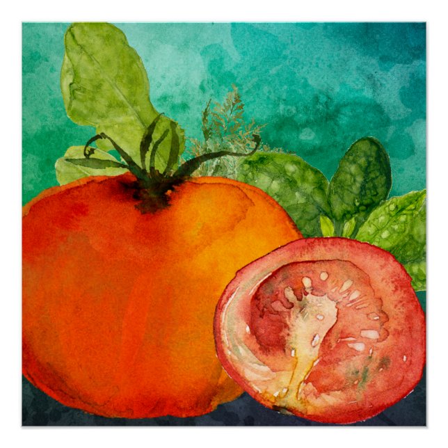 Tomato watercolor by ozias poster (Front)