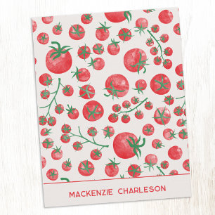Tomato Watercolor Mediterranean Summer Personalize Card