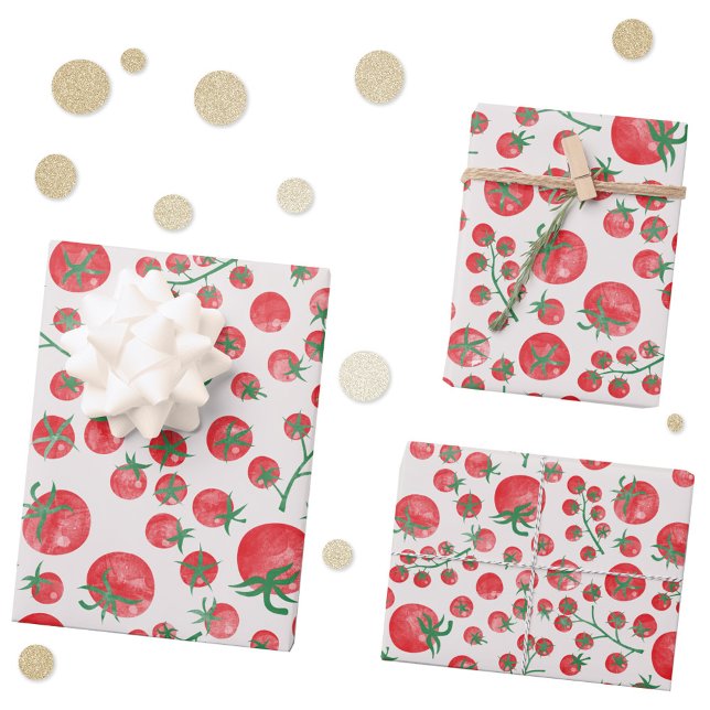 Tomato Watercolor Wrapping Paper Sheet (Fun tomato watercolor gift wrapping paper sheets)