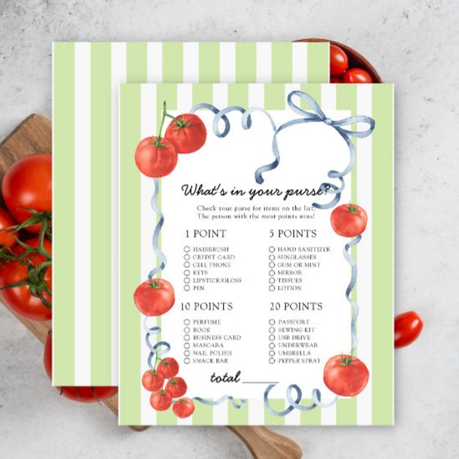 Tomato - What's in your purse baby shower game (Creator Uploaded)