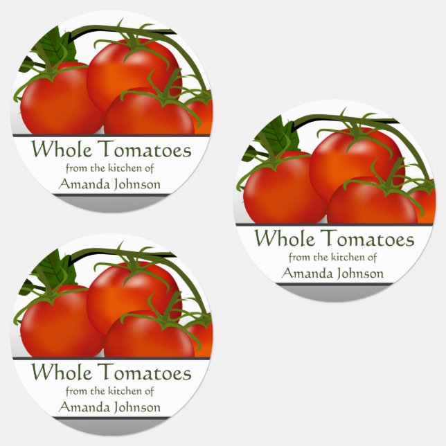 Tomato Whole Tomatoes Canning Circle Food Labels (Group)