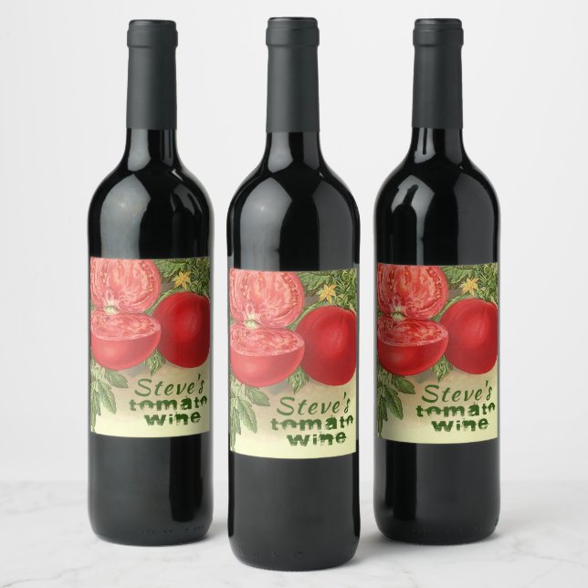 Tomato Wine Artsy personalised distressed font Wine Label (Bottles)