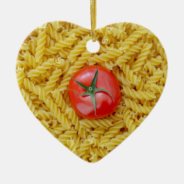 Tomato with fusilli pasta ceramic tree decoration (Front)